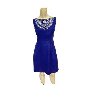 Kate Spade Purple Blue Embroidered Sleeveless Sheath Dress 00